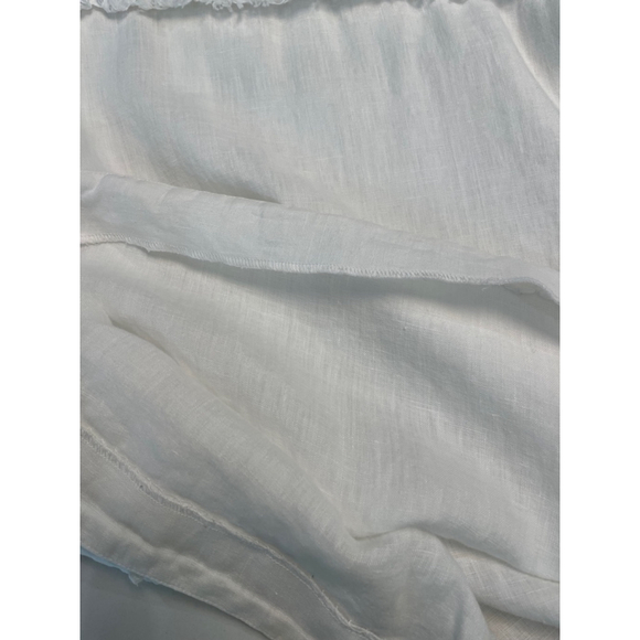 J.Crew 100% Linen Top Blouse 2 White Embroidered Coastal Old Money Minimalist - Picture 7 of 9